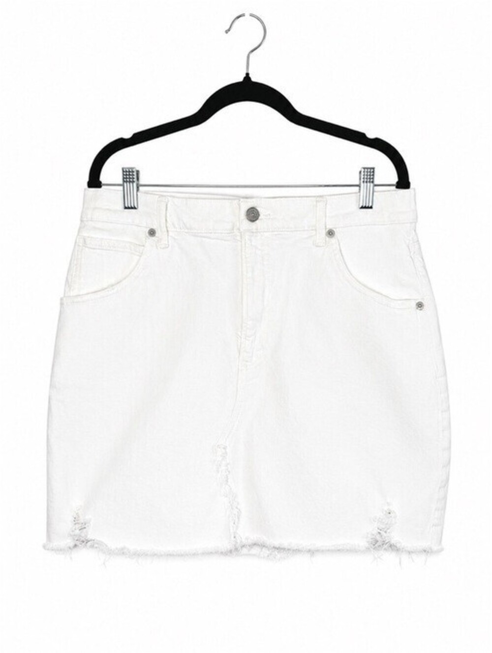 Lucky Brand Women's White Distressed Denim Mini Skirt Raw Hem Size 31